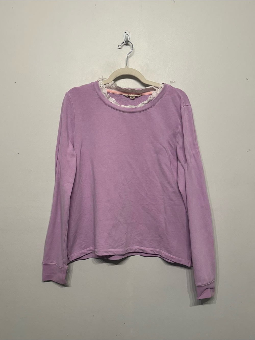 Boden Lace Collar Lavender Sweatshirt Medium